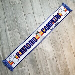 Real Madrid FC Campeon De Liga 33 Blue White Fan Scarf 50" Unisex‎ Spain España